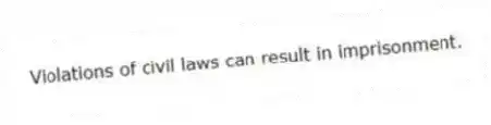 Violations of civil laws can result in imprisonment.