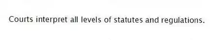 Courts interpret all levels of statutes and regulations.