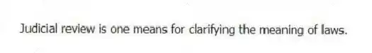 Judicial review is one means for clarifying the meaning of laws.