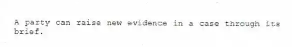 A party can raise new evidence in a case through its brief.