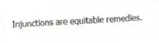 Injunctions are equitable remedies.