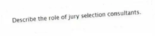 Describe the role of jury selection consultants.