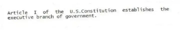 Article I of the U.S.Constitution establishes the executive branch of government.