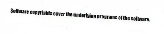 Software copyrights cover the underlying programs of the software.