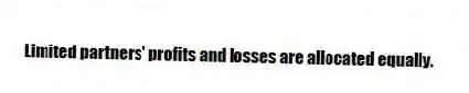 Limited partners' profits and losses are allocated equally.