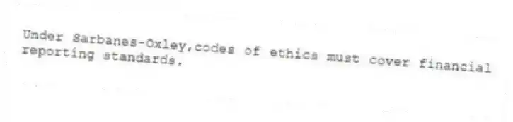 Under Sarbanes-Oxley,codes of ethics must cover financial reporting standards.