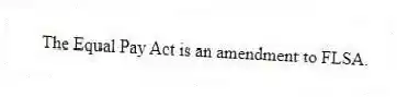 The Equal Pay Act is an amendment to FLSA.