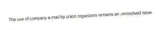 The use of company e-mail by union organizers remains an unresolved issue.