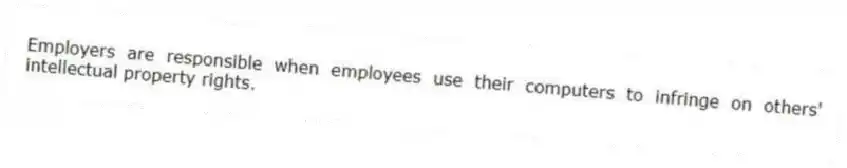 Employers are responsible when employees use their computers to infringe on others' intellectual property rights.