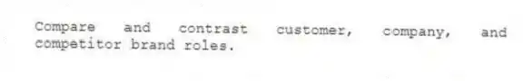 Compare and contrast customer, company, and competitor brand roles.