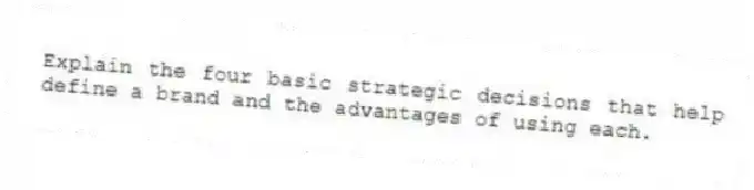 Explain the four basic strategic decisions that help define a brand and the advantages of using each.