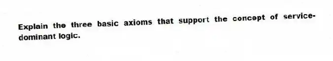 Explain the three basic axioms that support the concept of service-dominant logic.