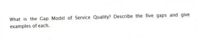 What is the Gap Model of Service Quality? Describe the five gaps and give examples of each.