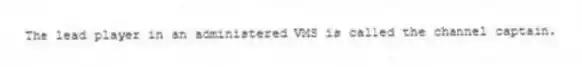 The lead player in an administered VMS is called the channel captain. 