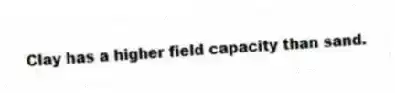 Clay has a higher field capacity than sand.