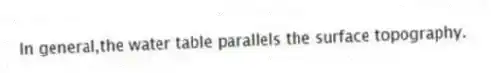 In general,the water table parallels the surface topography.