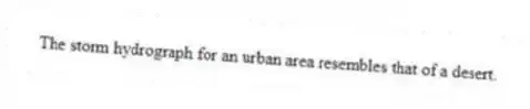 The storm hydrograph for an urban area resembles that of a desert.