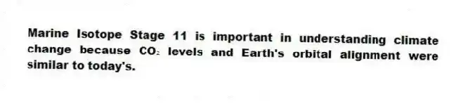 Marine Isotope Stage 11 is important in understanding climate change because CO₂ levels and Earth's orbital alignment were similar to today's.