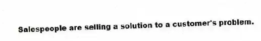 Salespeople are selling a solution to a customer's problem.