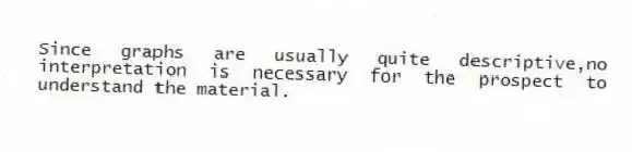 Since graphs are usually quite descriptive,no interpretation is necessary for the prospect to understand the material.
