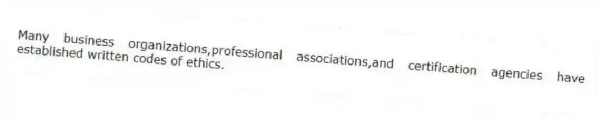 Many business organizations,professional associations,and certification agencies have established written codes of ethics.