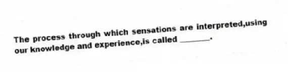 The process through which sensations are interpreted,using our knowledge and experience,is called ________.