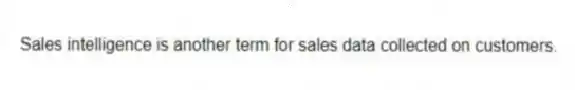 Sales intelligence is another term for sales data collected on customers.