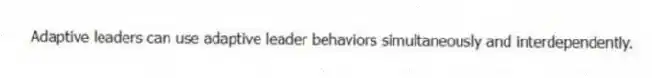Adaptive leaders can use adaptive leader behaviors simultaneously and interdependently.