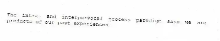 The intra- and interpersonal process paradigm says we are products of our past experiences.