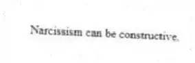 Narcissism can be constructive.