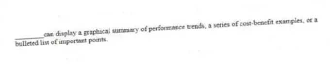 ________can display a graphical summary of performance trends, a series of cost-benefit examples, or a bulleted list of important points.