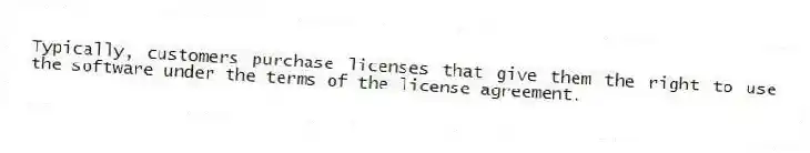 Typically, customers purchase licenses that give them the right to use the software under the terms of the license agreement.