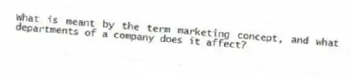 What is meant by the term marketing concept, and what departments of a company does it affect?