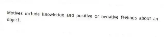 Motives include knowledge and positive or negative feelings about an object.