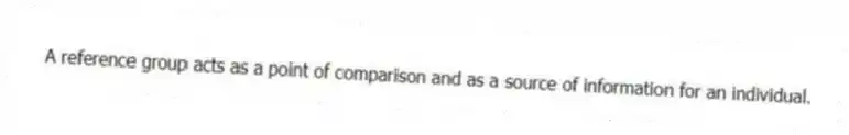 A reference group acts as a point of comparison and as a source of information for an individual.
