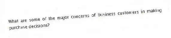 What are some of the major concerns of business customers in making purchase decisions?