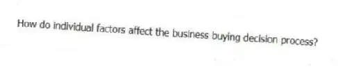 How do individual factors affect the business buying decision process?