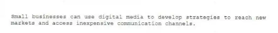 Small businesses can use digital media to develop strategies to reach new markets and access inexpensive communication channels.