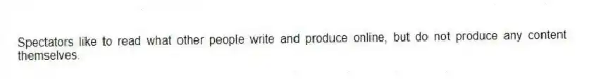 Spectators like to read what other people write and produce online, but do not produce any content themselves.