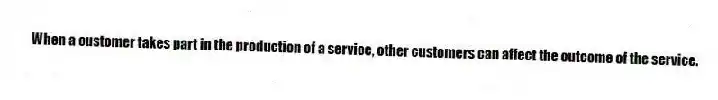When a customer takes part in the production of a service, other customers can affect the outcome of the service.