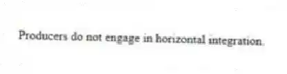 Producers do not engage in horizontal integration.