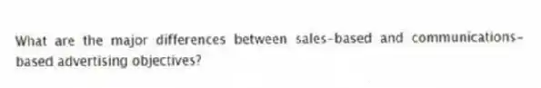 What are the major differences between sales-based and communications-based advertising objectives?