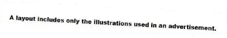A layout includes only the illustrations used in an advertisement.