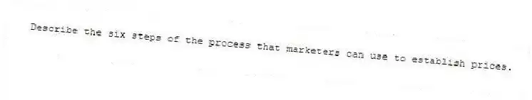 Describe the six steps of the process that marketers can use to establish prices.