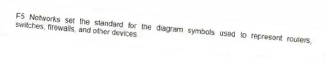 F5 Networks set the standard for the diagram symbols used to represent routers, switches, firewalls, and other devices.