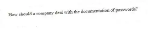 How should a company deal with the documentation of passwords?