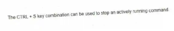 The CTRL + S key combination can be used to stop an actively running command.