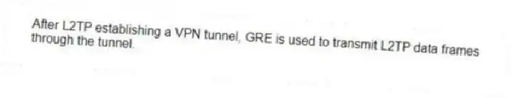 After L2TP establishing a VPN tunnel, GRE is used to transmit L2TP data frames through the tunnel.