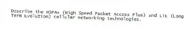 Describe the HSPA+ (High Speed Packet Access Plus) and LTE (Long Term Evolution) cellular networking technologies.