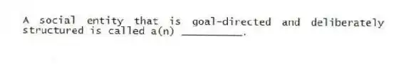 A social entity that is goal-directed and deliberately structured is called a(n) __________.